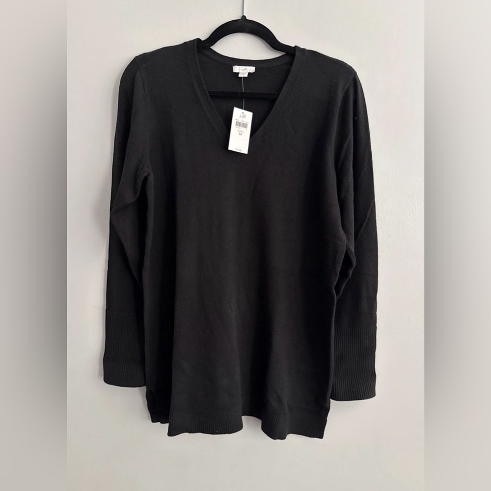 NWT J. Jill V-neck Sweater Women's Size M Black